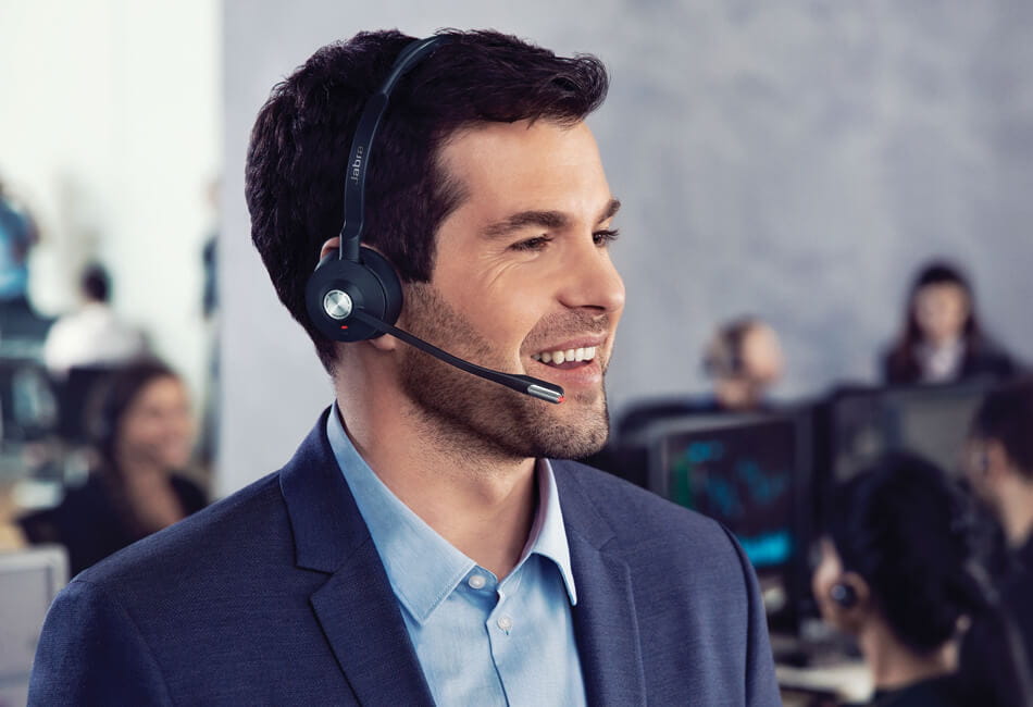 Man wearing Jabra Engage 75  headset