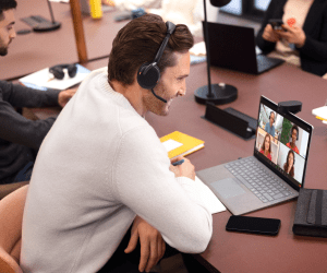 Man wearing headset